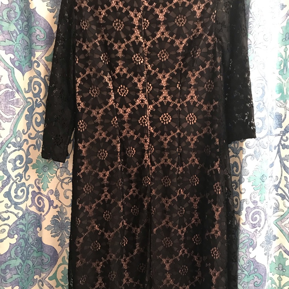 Black lace overlay Mini dress 3/4 sleeve